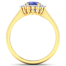 将图片加载到图库查看器，1.92 Carat Genuine Tanzanite and White Diamond 14K Yellow Gold Ring
