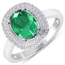 Load image into Gallery viewer, 1.97 Carat Genuine Zambian Emerald  and White Diamond 14K White Gold Ring
