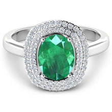 Load image into Gallery viewer, 1.97 Carat Genuine Zambian Emerald  and White Diamond 14K White Gold Ring
