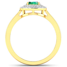 Load image into Gallery viewer, 0.88 Carat Genuine Zambian Emerald  and White Diamond 14K Yellow Gold Ring
