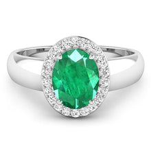 将图片加载到图库查看器，1.87 Carat Genuine Zambian Emerald and White Diamond 14K White Gold Ring
