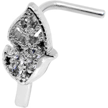 Load image into Gallery viewer, 18G Clear CZ Leaf Faux Hoop L Shaped Nose Ring

