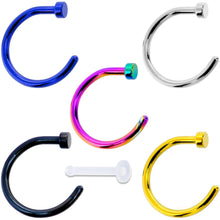 Load image into Gallery viewer, 18G 5/16 Pack Set of 5 Assorted Stainless Steel Nose Hoop Rings
