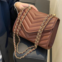 Load image into Gallery viewer, Quilted Pattern Flap Chain Square Bag
