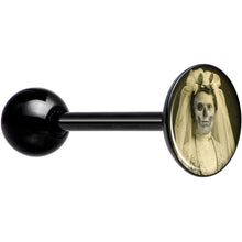 Load image into Gallery viewer, Skeleton Bride Halloween Black Barbell Tongue Ring
