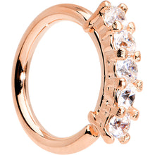 Load image into Gallery viewer, 16G 5/16 Clear CZ Rose Gold IP Quintet Seamless Circular Ring
