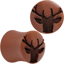 Load image into Gallery viewer, Organic Sawo Wood Holiday Antler Deer Saddle Plug Set Sizes 8mm to 25mm
