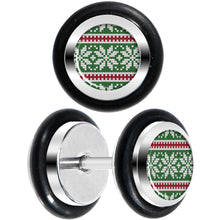 Load image into Gallery viewer, Green Red Christmas Sweater Cheater Plug Set
