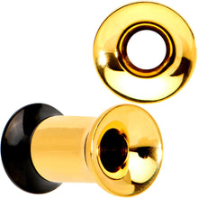 Load image into Gallery viewer, Gold PVD Black Two Tone Screw Fit Tunnel Plug Set 3mm to 16mm
