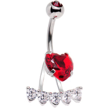将图片加载到图库查看器，Clear Red CZ Gem Sweet Heart Sweep Dangle Belly Ring
