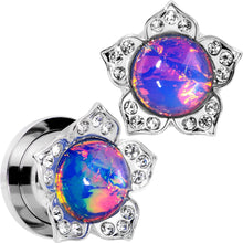 Load image into Gallery viewer, Purple Faux Opal Wild Flower Screw Fit Tunnel Plug Set 0G to 1"
