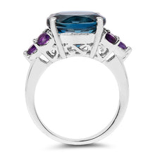 Load image into Gallery viewer, 6.60 Carat Genuine London Blue Topaz &amp; Amethyst .925 Sterling Silver Ring
