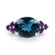 Load image into Gallery viewer, 6.60 Carat Genuine London Blue Topaz &amp; Amethyst .925 Sterling Silver Ring
