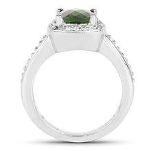 Load image into Gallery viewer, 1.67 Carat Genuine Chrome Diopside &amp; White Topaz .925 Sterling Silver Ring

