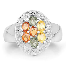 将图片加载到图库查看器，1.54 Carat Genuine Multi Sapphire .925 Sterling Silver Ring
