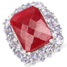 将图片加载到图库查看器，15.13 Carat Dyed Ruby &amp; Tanzanite .925 Sterling Silver Ring
