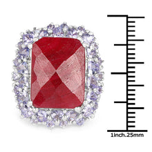 将图片加载到图库查看器，15.13 Carat Dyed Ruby &amp; Tanzanite .925 Sterling Silver Ring
