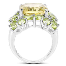Load image into Gallery viewer, 9.38 Carat Genuine Lemon Quartz &amp; Peridot .925 Sterling Silver Ring
