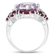 Load image into Gallery viewer, 8.19 Carat Genuine Pink Amethyst and Rhodolite .925 Sterling Silver Ring
