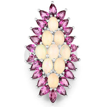 Load image into Gallery viewer, 8.37 Carat Genuine Opal &amp; Rhodolite .925 Sterling Silver Ring
