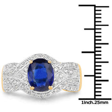 Load image into Gallery viewer, 14K Yellow Gold Plated 2.56 Carat Genuine Kyanite and White Topaz .925 Sterling Silver Ring
