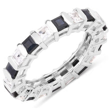 将图片加载到图库查看器，3.60 Carat Genuine Blue Sapphire and White Topaz .925 Sterling Silver Ring
