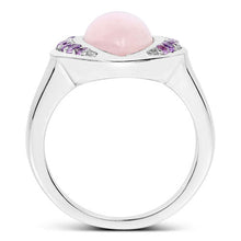 Load image into Gallery viewer, 3.57 Carat Genuine Rose Quartz And Amethyst .925 Sterling Silver Ring
