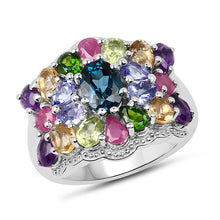 将图片加载到图库查看器，4.02 Carat Genuine Multi Stone .925 Sterling Silver Ring

