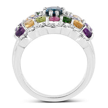 将图片加载到图库查看器，4.02 Carat Genuine Multi Stone .925 Sterling Silver Ring
