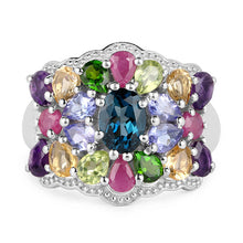 将图片加载到图库查看器，4.02 Carat Genuine Multi Stone .925 Sterling Silver Ring
