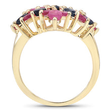 Load image into Gallery viewer, 6.97 Carat Genuine Emerald, Blue Sapphire and Ruby .925 Sterling Silver Ring
