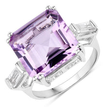Load image into Gallery viewer, 8.30 Carat Genuine Pink Amethyst and White Topaz .925 Sterling Silver Ring
