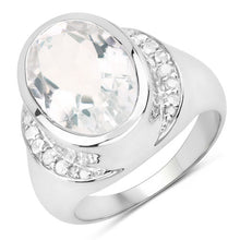 Load image into Gallery viewer, 5.38 Carat Genuine Crystal Quartz and White Diamond .925 Sterling Silver Ring
