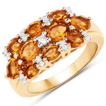 Load image into Gallery viewer, 14K Yellow Gold Plated 2.48 Carat Genuine Citrine &amp; White Topaz .925 Sterling Silver Ring

