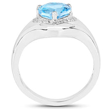 Load image into Gallery viewer, 2.23 Carat Genuine Swiss Blue Topaz and White Topaz .925 Sterling Silver Ring
