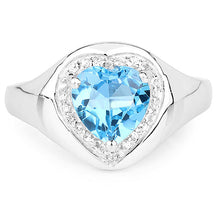 Load image into Gallery viewer, 2.23 Carat Genuine Swiss Blue Topaz and White Topaz .925 Sterling Silver Ring
