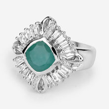 Load image into Gallery viewer, "2.57 Carat Genuine Emerald, White Topaz and White Diamond .925 Sterling Silver Ring
