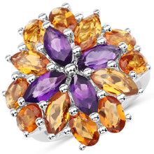 Load image into Gallery viewer, 7.96 Carat Genuine Amethyst &amp; Madeira Citrine .925 Sterling Silver Ring
