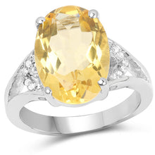 Load image into Gallery viewer, 4.55 Carat Genuine Citrine and White Diamond .925 Sterling Silver Ring
