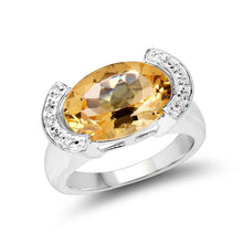 将图片加载到图库查看器，4.55 Carat Genuine Citrine and White Diamond .925 Sterling Silver Ring
