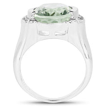 Load image into Gallery viewer, 8.12 Carat Genuine Green Amethyst, White Topaz &amp; White Diamond .925 Sterling Silver Ring
