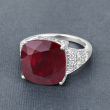 Load image into Gallery viewer, 14.47 Carat Dyed Ruby and White Topaz .925 Sterling Silver Ring
