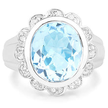 Load image into Gallery viewer, 5.39 Carat Genuine Blue Topaz and White Topaz .925 Sterling Silver Ring
