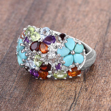 将图片加载到图库查看器，4.03 Carat Genuine Multi Stones .925 Sterling Silver Ring
