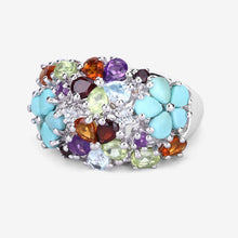 将图片加载到图库查看器，4.03 Carat Genuine Multi Stones .925 Sterling Silver Ring
