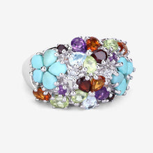 将图片加载到图库查看器，4.03 Carat Genuine Multi Stones .925 Sterling Silver Ring
