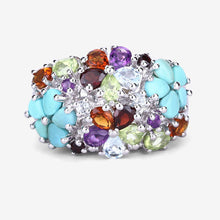 将图片加载到图库查看器，4.03 Carat Genuine Multi Stones .925 Sterling Silver Ring
