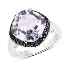 Load image into Gallery viewer, 5.50 Carat Genuine Pink Amethyst &amp; Black Spinel .925 Sterling Silver Ring
