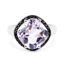 Load image into Gallery viewer, 5.50 Carat Genuine Pink Amethyst &amp; Black Spinel .925 Sterling Silver Ring
