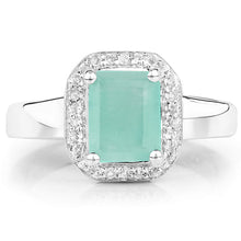 Load image into Gallery viewer, 1.73 Carat Genuine Emerald &amp; White Topaz .925 Sterling Silver Ring
